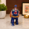 Hand-Painted Blue Elephant Sculpture Indian Metal Handicraft