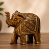 New Elephant Showpiece | Hand-Carved Decorative Wooden Elephant with Brass Inlay | Home Décor & Gift Item