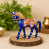 Royal Blue Metal Meenakari Horse – Handcrafted Rajasthani Decorative Showpiece