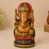 Wooden Lord Ganesha Idol | Hand-Painted Wooden Ganesh Statue