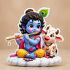 Bal Krishna with Cow 3D Fridge Magnet – Cute Krishna Devotional Souvenir