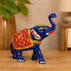 Hand-Painted Blue Elephant Sculpture Indian Metal Handicraft