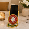 Handcrafted Marble Mobile Stand with Clock | Luxury Marble Phone Holder