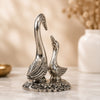 Handcrafted Silver Swan Pair Showpiece | Elegant Metal Bird Decor