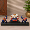Metal Lord Ganesha with Elephant Showpiece Set | Rajasthani Hand-Painted Decorative Table Décor