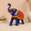 Hand-Painted Blue Elephant Sculpture Indian Metal Handicraft