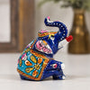 Hand Painted Blue Elephant Showpiece | Handmade Rajasthani Decorative Elephant | Lucky Home Decor Statue