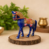 Royal Blue Metal Meenakari Horse – Handcrafted Rajasthani Decorative Showpiece