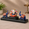 Metal Lord Ganesha with Elephant Showpiece Set | Rajasthani Hand-Painted Decorative Table Décor