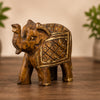 New Elephant Showpiece | Hand-Carved Decorative Wooden Elephant with Brass Inlay | Home Décor & Gift Item