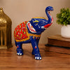 Hand-Painted Blue Elephant Sculpture Indian Metal Handicraft