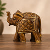 New Elephant Showpiece | Hand-Carved Decorative Wooden Elephant with Brass Inlay | Home Décor & Gift Item