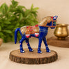 Royal Blue Metal Meenakari Horse – Handcrafted Rajasthani Decorative Showpiece