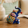 Hand Painted Blue Elephant Showpiece | Handmade Rajasthani Decorative Elephant | Lucky Home Decor Statue