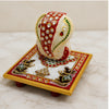 Ganesh Idol with Decorative Chowki | Marble Ganesha Showpiece |