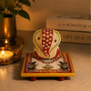 Ganesh Idol with Decorative Chowki | Marble Ganesha Showpiece |