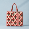 Red Floral Quilted Cotton Tote Bag – Handmade Cotton Shoulder Bag