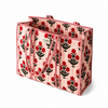 Red Floral Quilted Cotton Tote Bag – Handmade Cotton Shoulder Bag