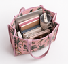 Jungle Safari Quilted Cotton Tote Bag – Pink Handmade Shoulder Bag | Large Everyday Travel Tote