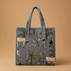 Gray Block Print Carry Bag- Quilted Cotton Tote Bag