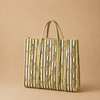 Green Leopard Stripe Print | Handmade Padded Shoulder Bag | Tote bag | Rooh Rajasthan Quilted Cotton Tote Bag