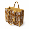 Brown Botanical Floral Print | Handmade Padded Shoulder Bag | Rooh Rajasthan Quilted Cotton Tote Bag