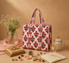 Red Floral Quilted Cotton Tote Bag – Handmade Cotton Shoulder Bag